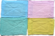 4色アソートカラー雑巾(140匁・約20�p×30�p・ループ付※1袋全4色各3枚入＝12枚入×5袋★60枚単位)